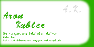 aron kubler business card